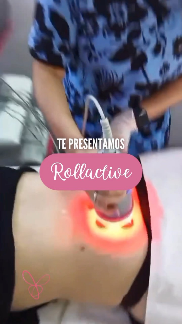 El cabezal Rollactive, con su luz encendida, deslizándose sobre el abdomen de una paciente en una cabina de Palermitas